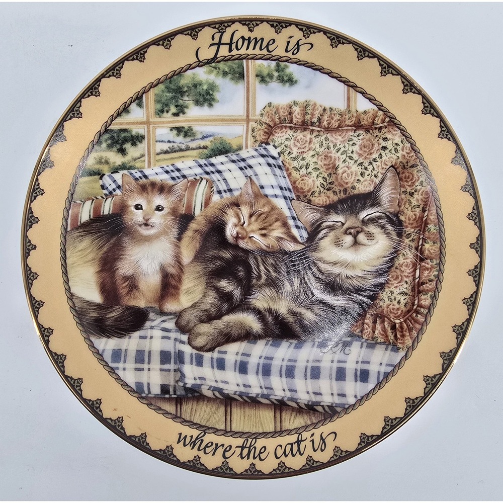 Vtg Bradford Exchange Cat Decor Plates "Sitting Pretty" Series 2-4 Kitten 8 In - Picture 2 of 8